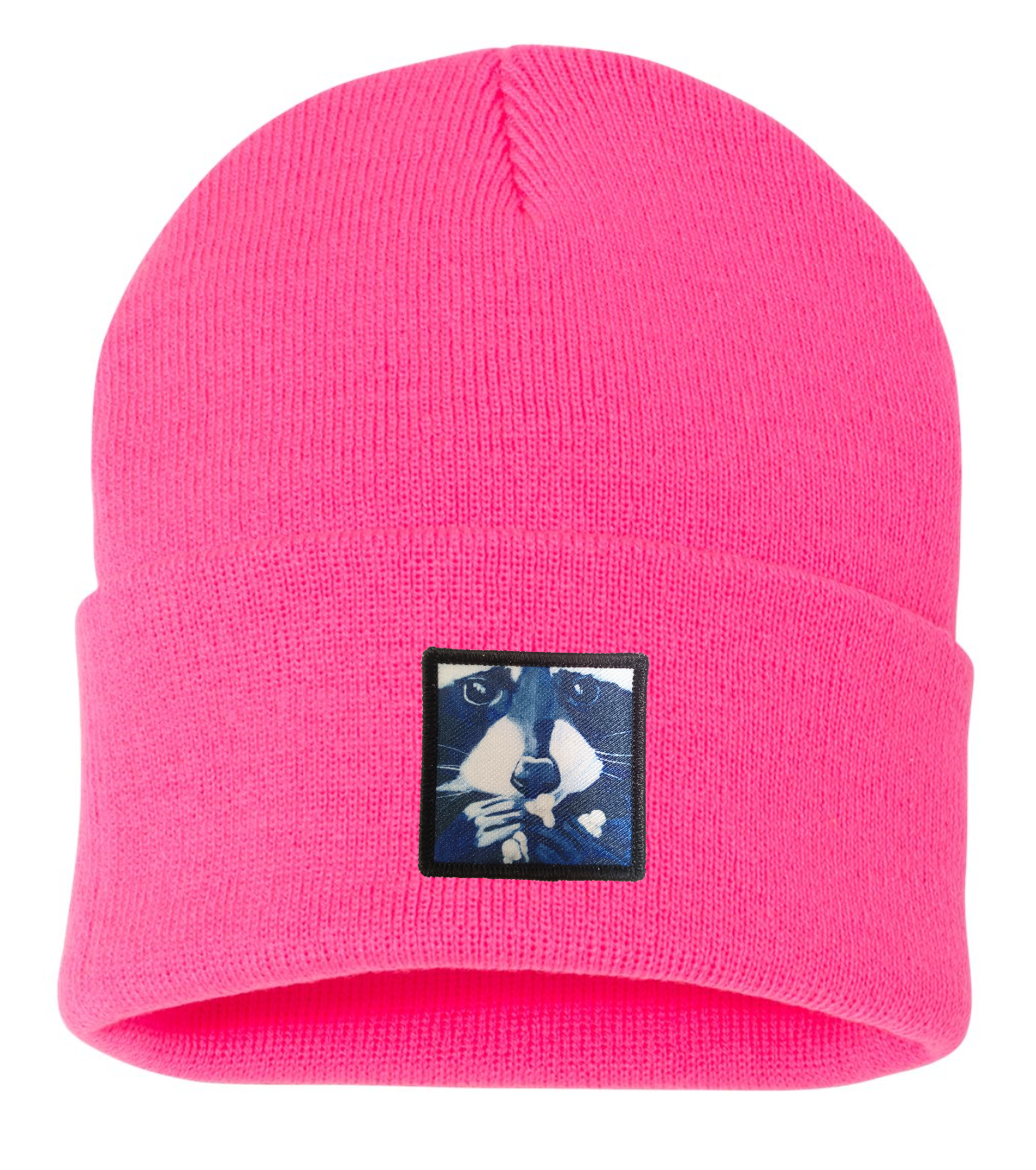 Raccoon Pop Beanie Hats Flyn Costello Neon Pink  