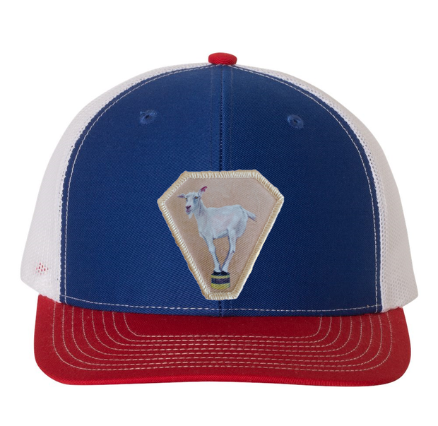 Red/White/Royal Trucker Hats Flyn Costello Diamond Goat  