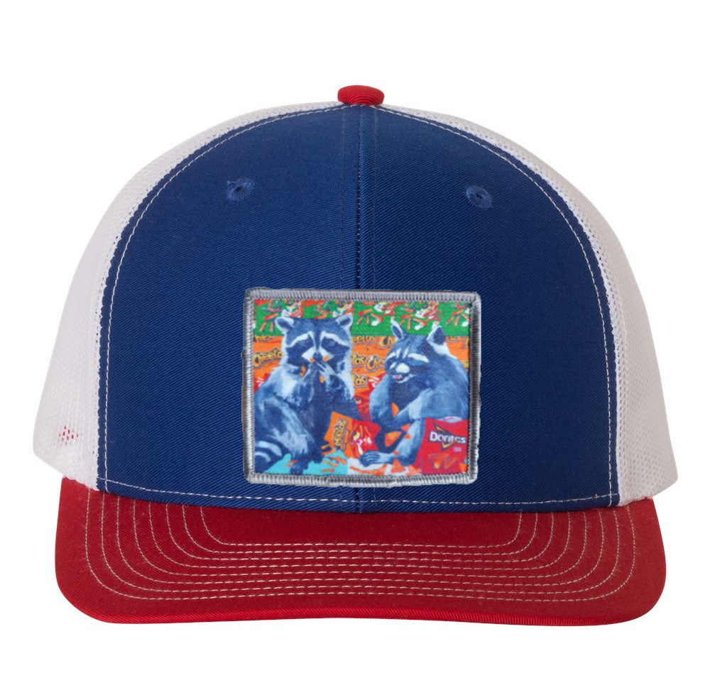 Red/White/Royal Trucker Hats Flyn Costello Junkfood Bandits  