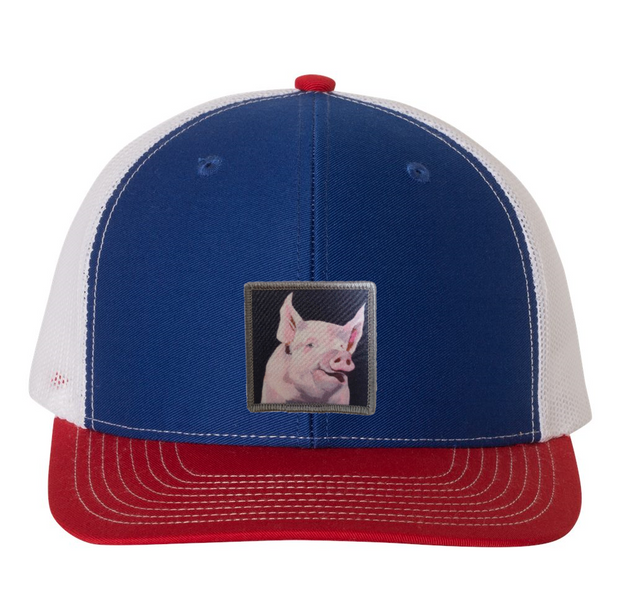 Red/White/Royal Trucker Hats Flyn Costello Piggie  