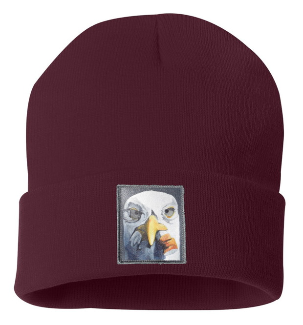 Seagull with Cig Beanie Hats Flyn Costello Maroon  