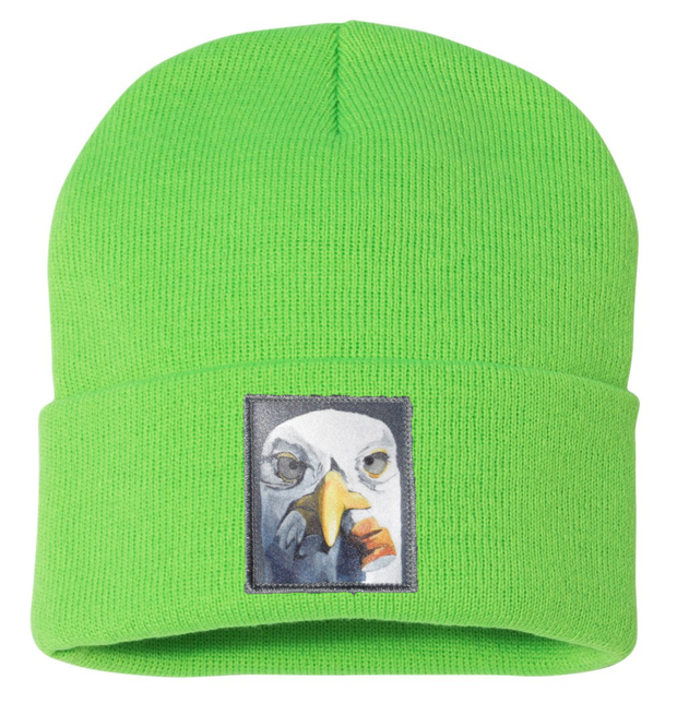 Seagull with Cig Beanie Hats Flyn Costello Neon Green  