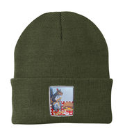 Squirrel Burger Beanie Hats Flyn_Costello_Art Olive  