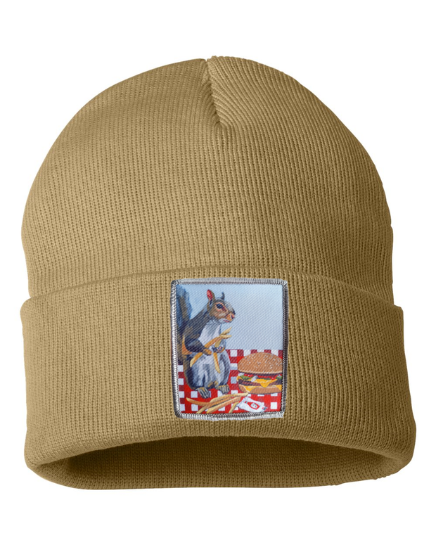 Squirrel Burger Beanie Hats Flyn_Costello_Art Camel  