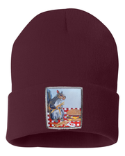 Squirrel Burger Beanie Hats Flyn_Costello_Art Maroon  