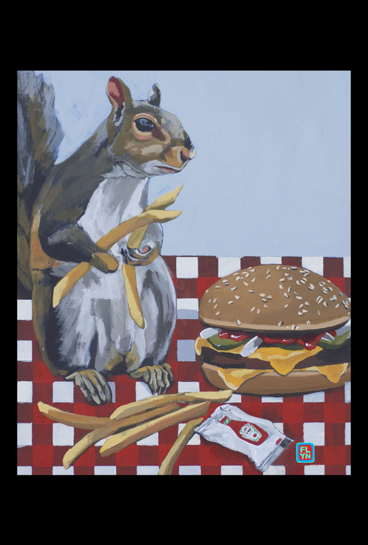 Squirrel Burger Print Prints Flyn Costello   