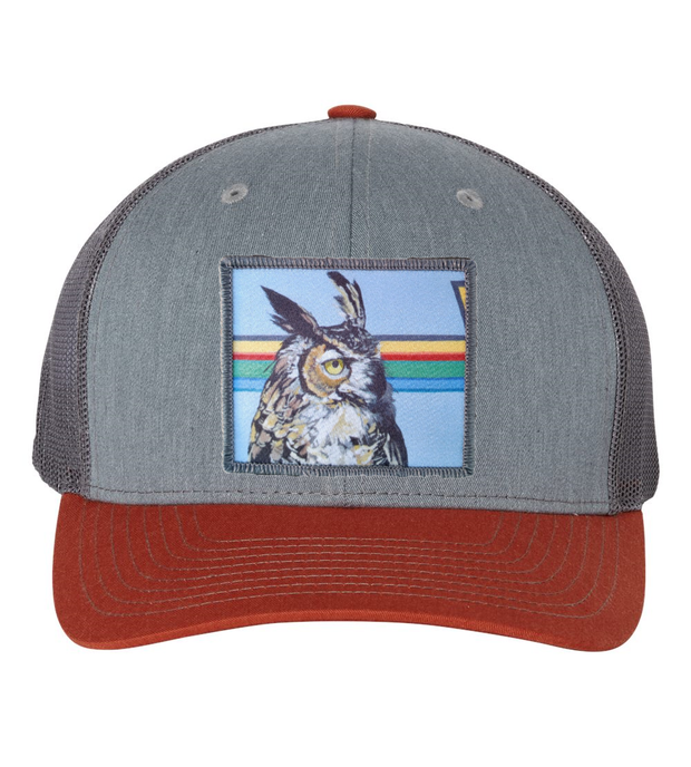 Grey/Terracotta Trucker Hats Flyn Costello Gaia Owl  