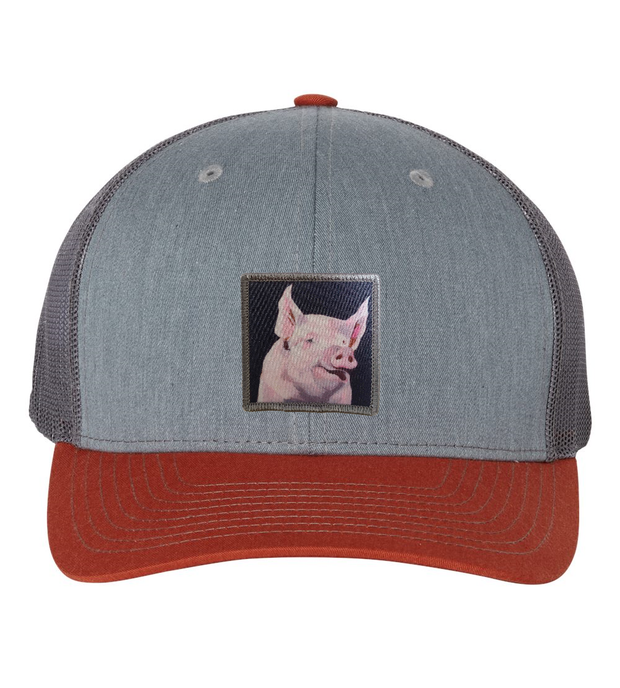 Grey/Terracotta Trucker Hats Flyn Costello Piggie  