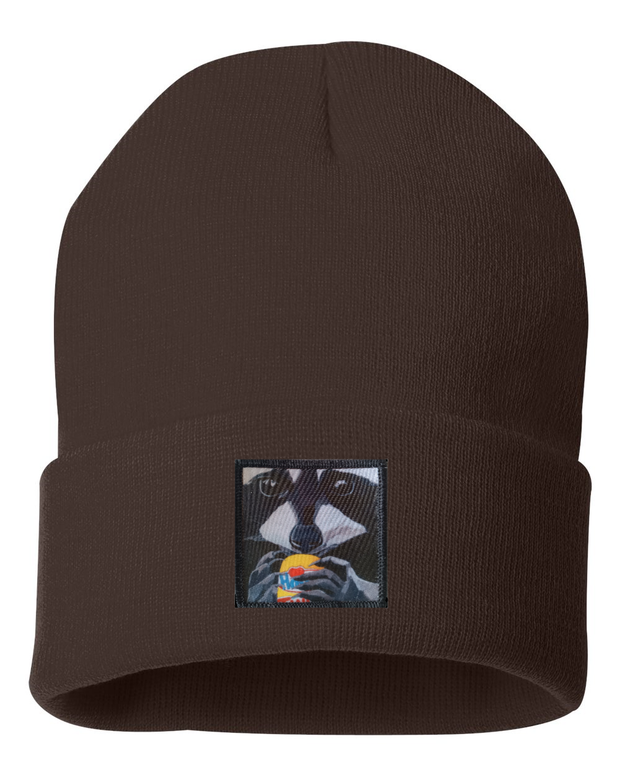 The Snack Kid Raccoon Beanie Hats Flyn Costello Brown  