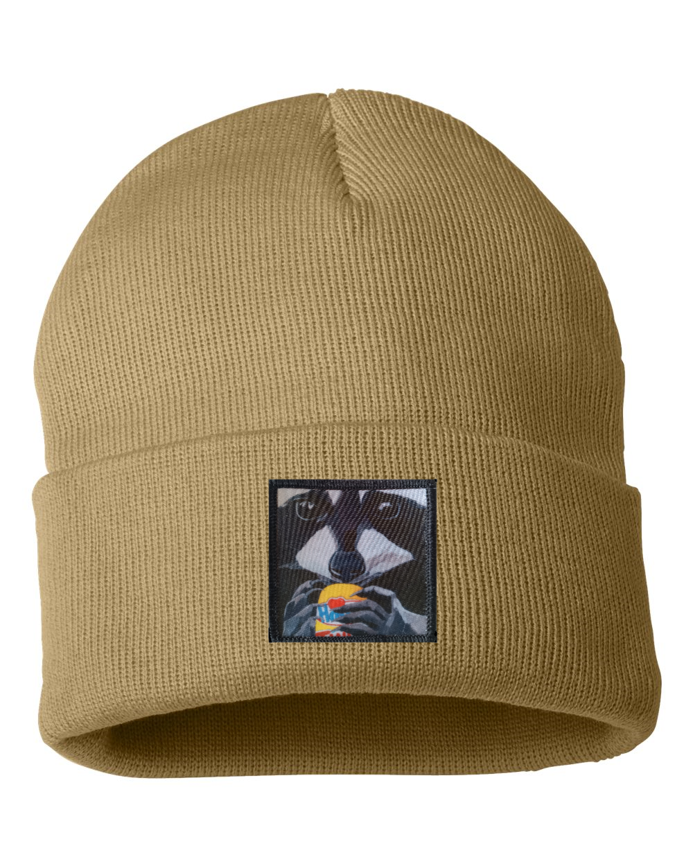 The Snack Kid Raccoon Beanie Hats Flyn Costello Camel  