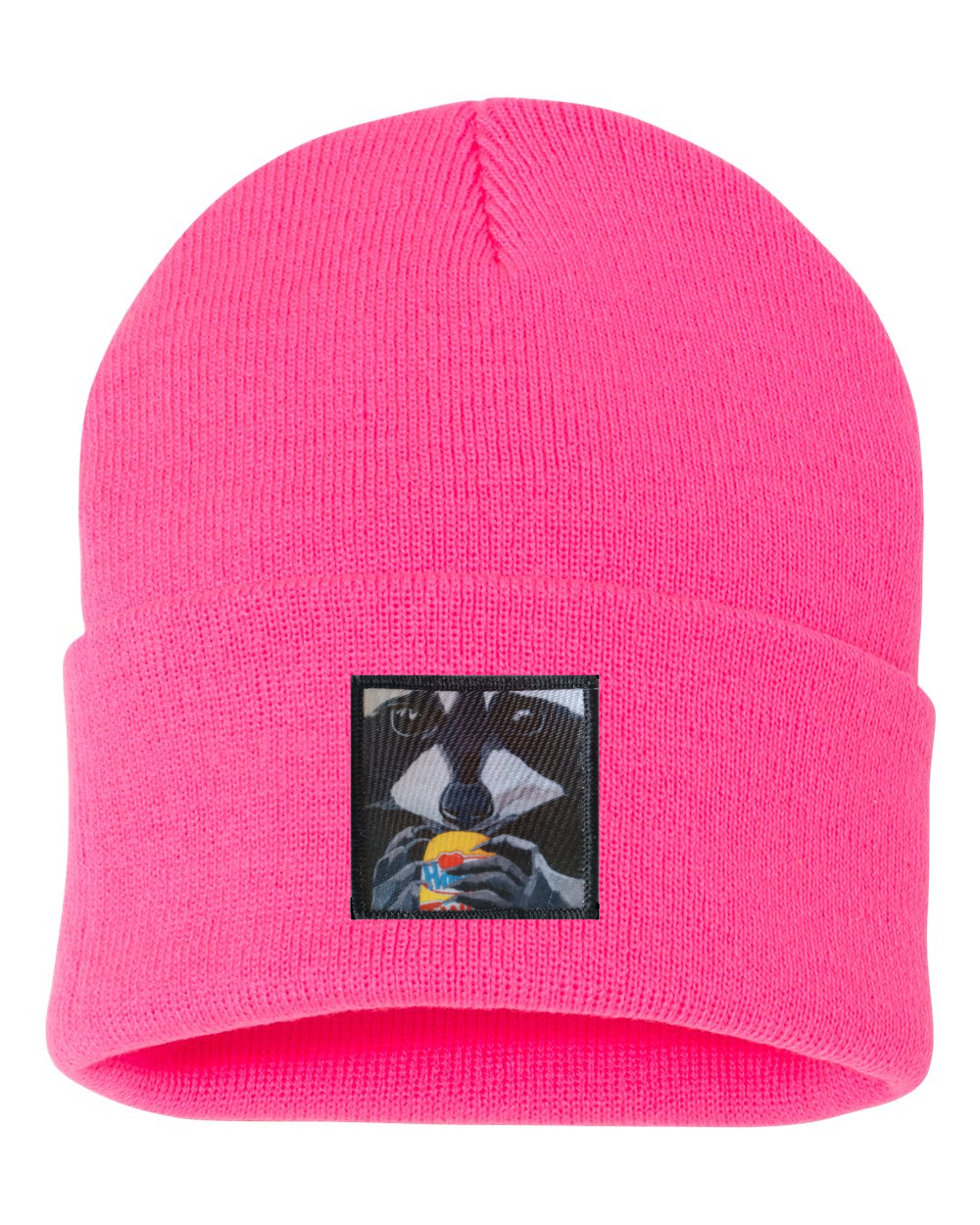 The Snack Kid Raccoon Beanie Hats Flyn Costello Neon Pink  