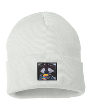 The Snack Kid Raccoon Beanie Hats Flyn Costello White  