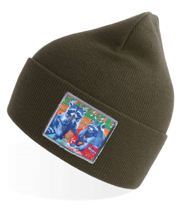 Olive Sustainable Rib Knit Hats Flyn Costello Junkfood Bandits  