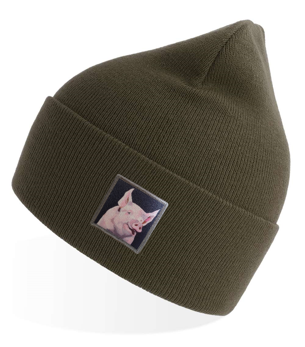 Olive Sustainable Rib Knit Hats Flyn Costello Piggie  