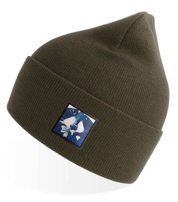 Olive Sustainable Rib Knit Hats Flyn Costello Raccoon Pop  
