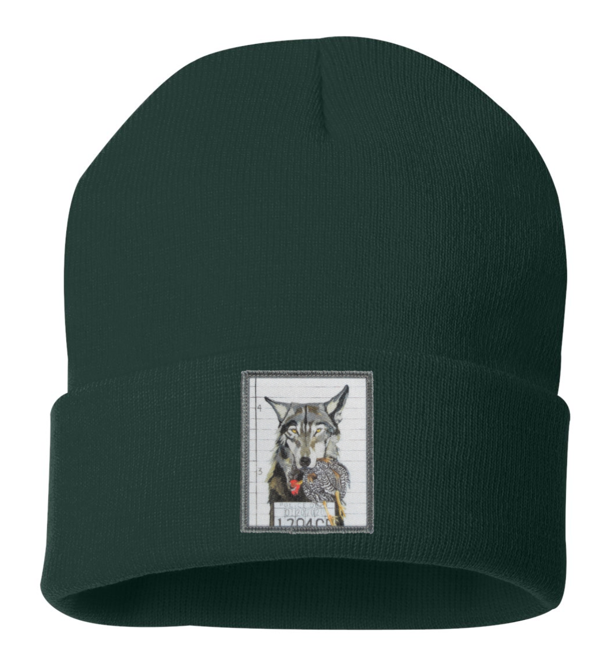 Wolf Beanie Hats Flyn Costello Forest Green  