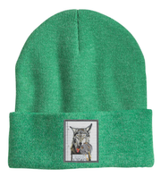 The Usual Suspects: Wolf Beanie Hats Flyn Costello Heathered Green  