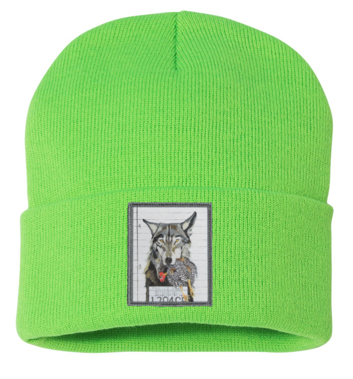 Wolf Beanie Hats Flyn Costello Neon Green  