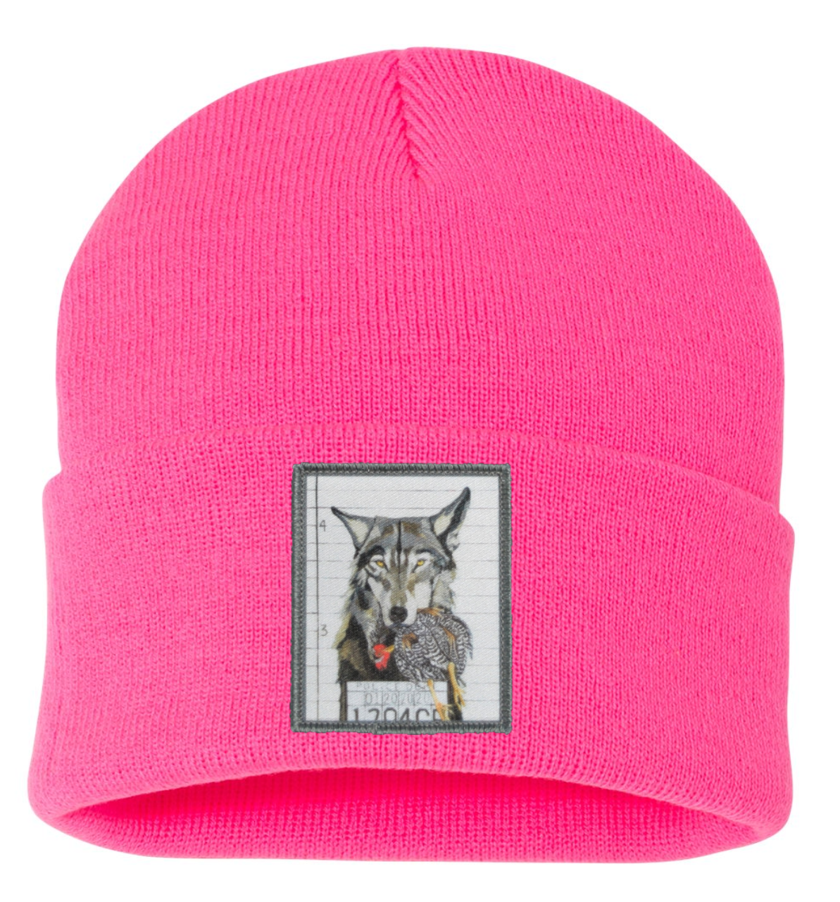 Wolf Beanie Hats Flyn Costello Neon Pink  